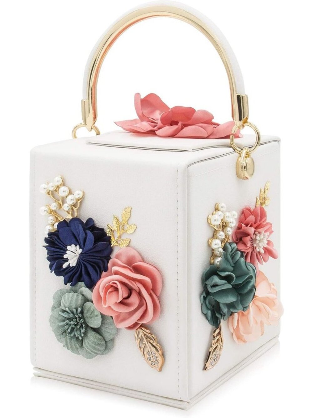 Chic Floral Clutch Purse | Square Box Evening Bag | Stylish Shoulder Bag for